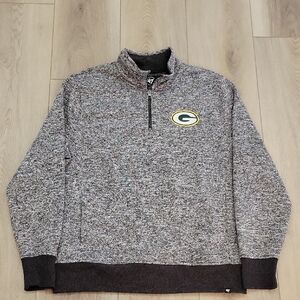 47 Heather Gray Green Bay Packers Zip-Up Men's Sweater